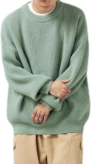 Men's Vintage Grandpa Aesthetic Sweaters Crewneck Knitted Sweatshirt Pullovers Y2K Grunge Clothing Korean Streetwear