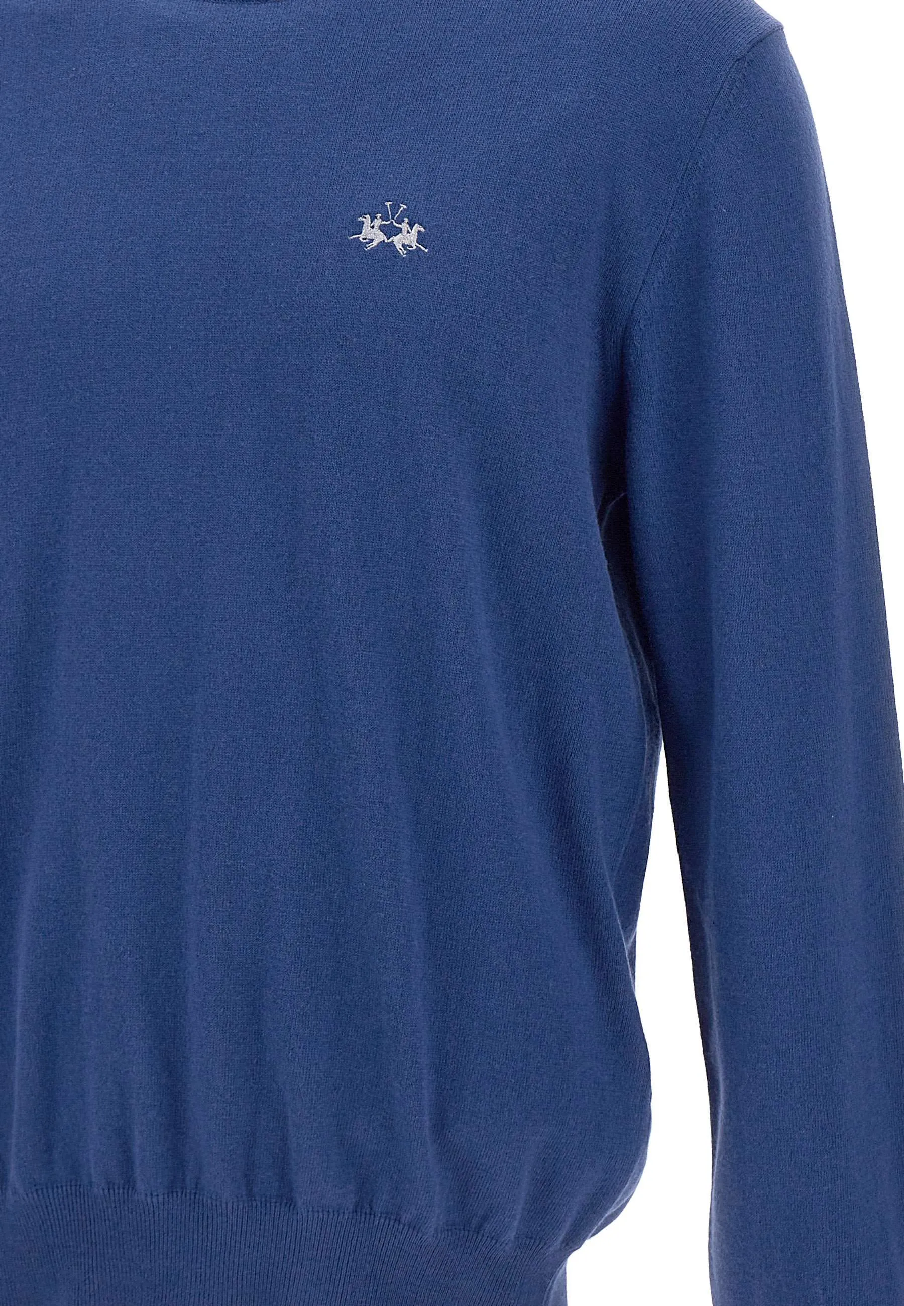 Men's Wool and Cotton Sweater in Deep Blue