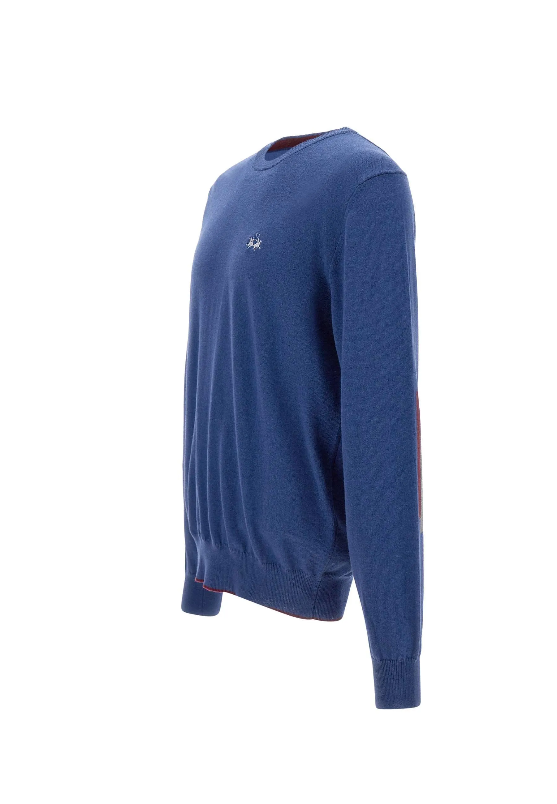 Men's Wool and Cotton Sweater in Deep Blue