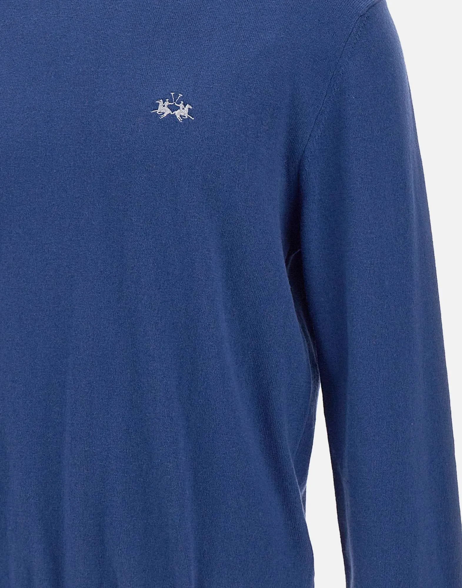 Men's Wool and Cotton Sweater in Deep Blue
