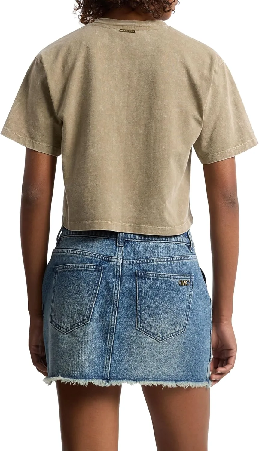 Michael Kors Women's Cropped Empire Stud T-Shirt