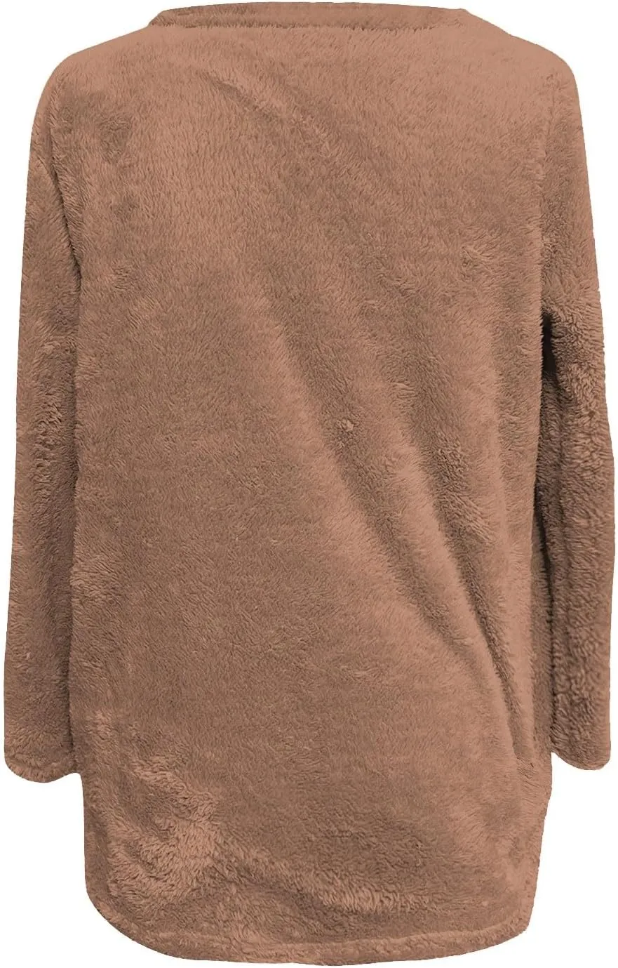 midelxp 2024 Soft Sherpa Pullover Womens Oversized Fuzzy Fleece Crewneck Sweatshirts Winter Faux Fur Loungewear with Pockets