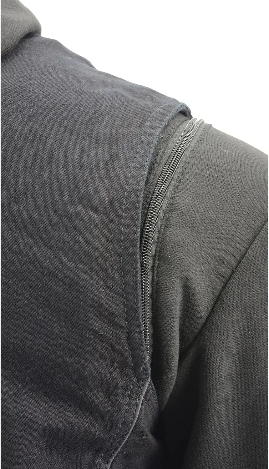 Milwaukee Leather Men's Black or Blue Denim '5-in-1' Club Style Vest MDM3020 with Removable Hoodie Jacket