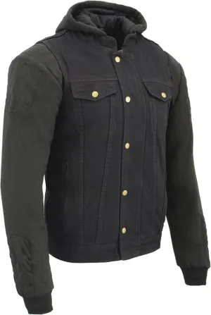 Milwaukee Leather Men's Black or Blue Denim '5-in-1' Club Style Vest MDM3020 with Removable Hoodie Jacket