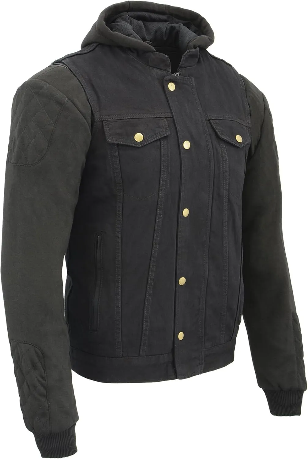 Milwaukee Leather Men's Black or Blue Denim '5-in-1' Club Style Vest MDM3020 with Removable Hoodie Jacket