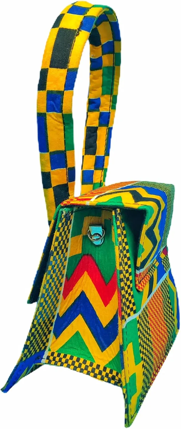Mini African Clutch Purse for Women Cross-body Top Handle Handbag
