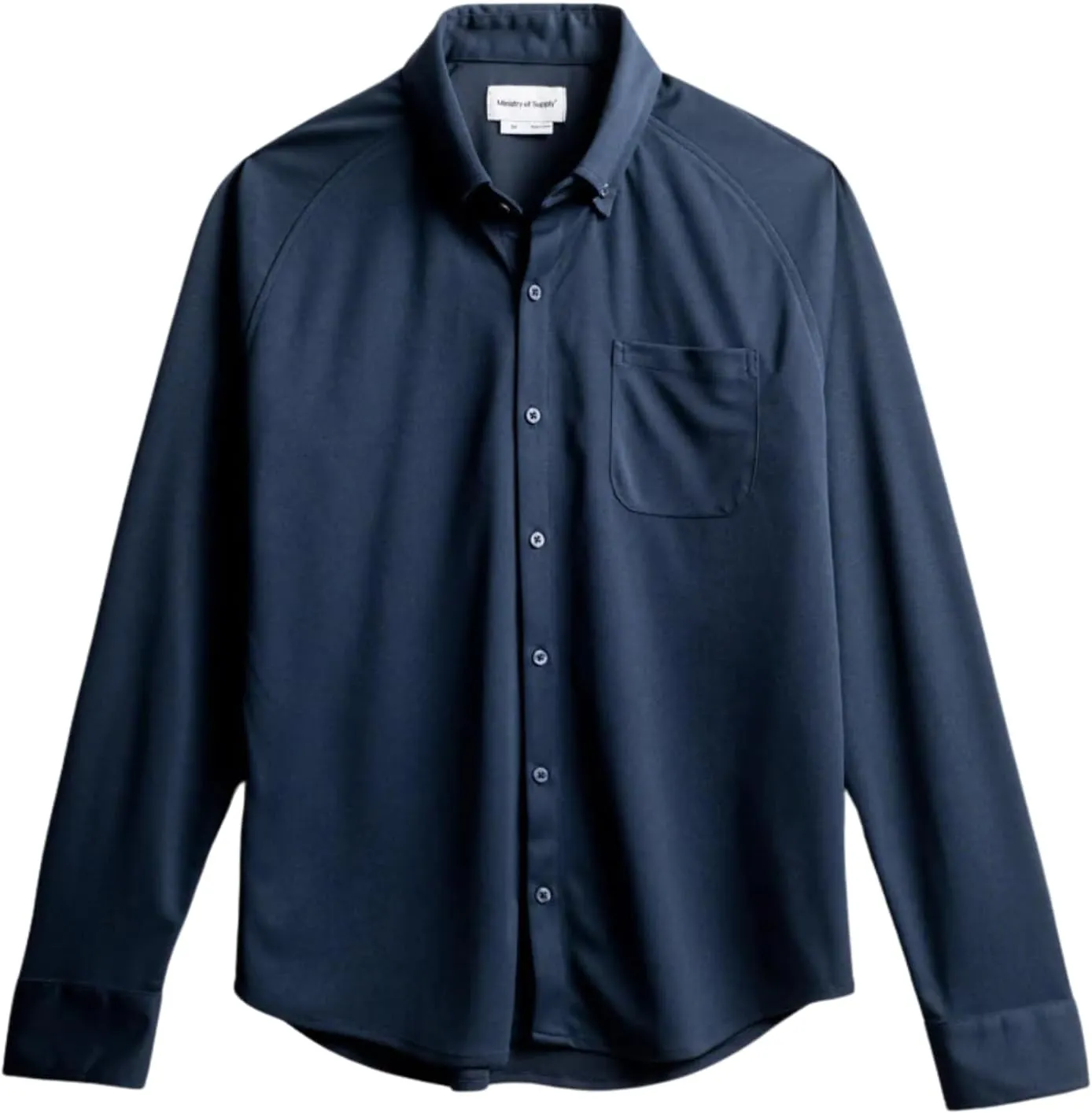 Ministry of Supply Men's Apollo Raglan Sport Dress Shirt, Casual Long Sleeve Button Down, Moisture Wicking, Wrinkle-Resistant