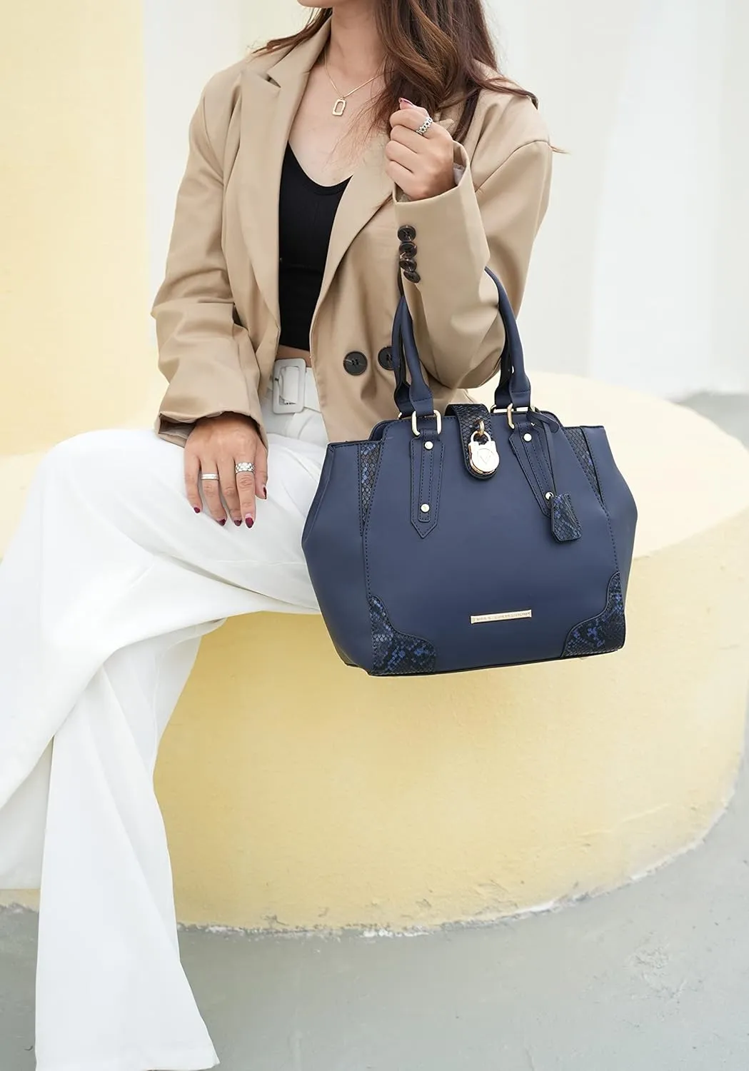 MKF Collection Satchel Bag for Womens, Vegan Leather Crossbody Handbag Top-Handle Purse