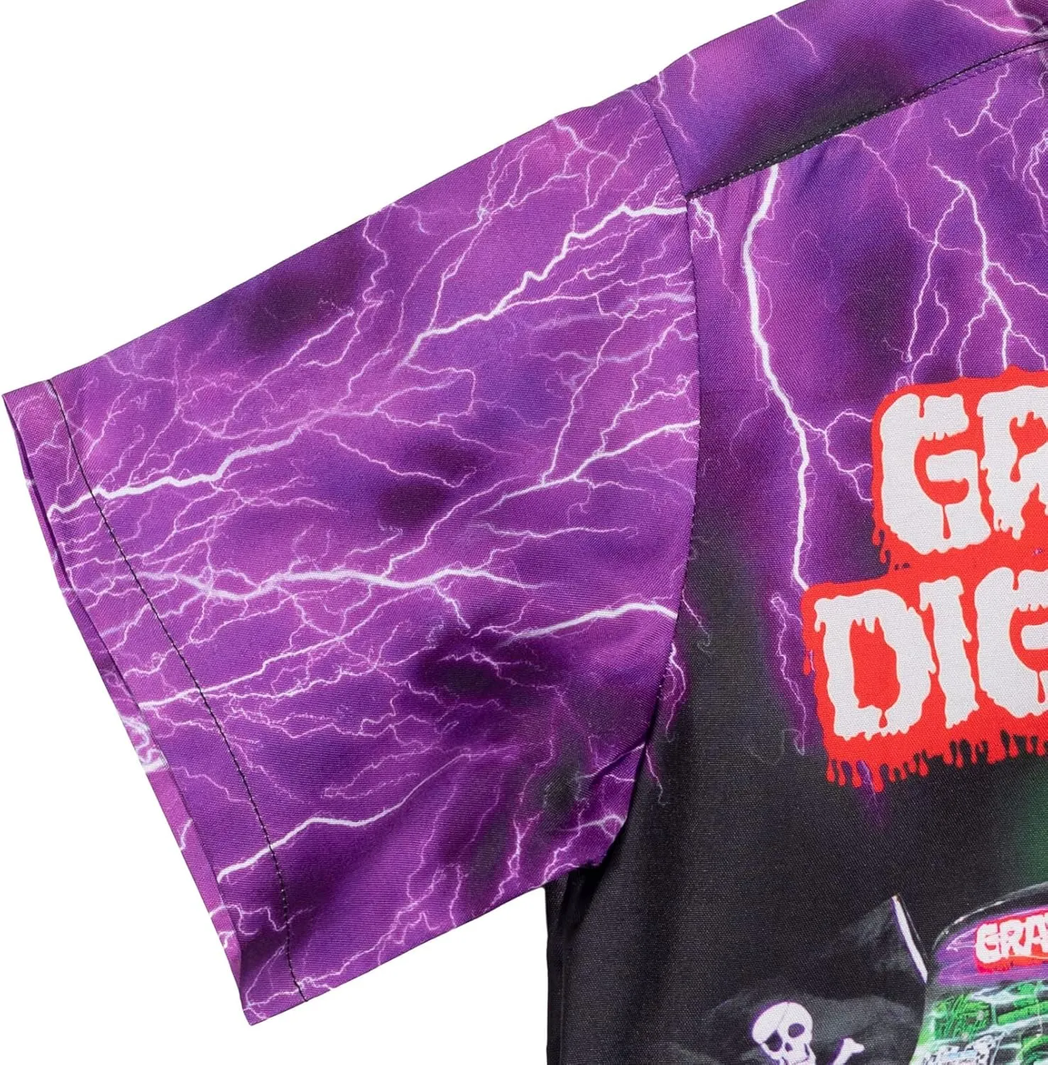 Monster Jam Matching Family Hawaiian Button Down Shirt Toddler to Adult Grave Digger