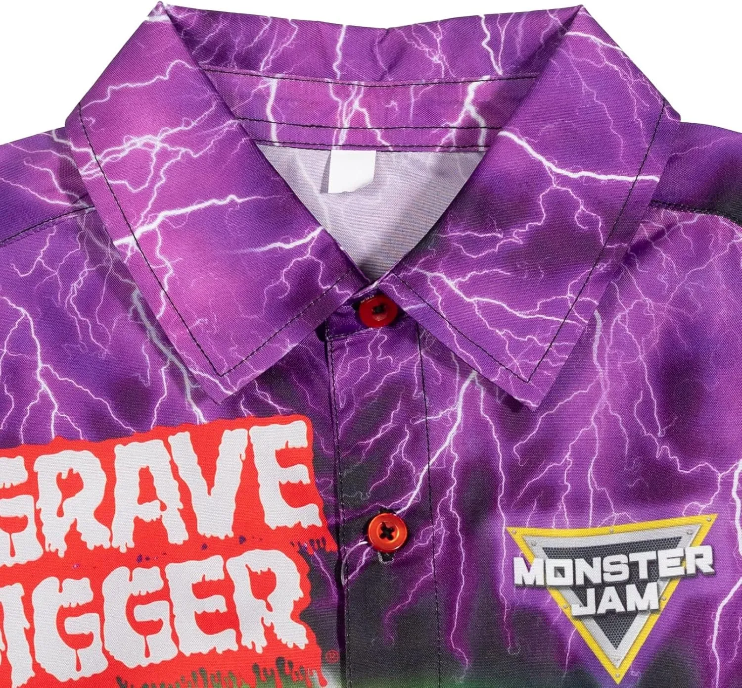 Monster Jam Matching Family Hawaiian Button Down Shirt Toddler to Adult Grave Digger