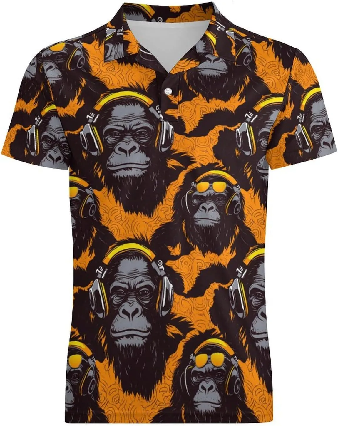 Music Gorilla Men's Polo Shirt Short Sleeve Casual Athletic Quick Dry Golf T-Shirts