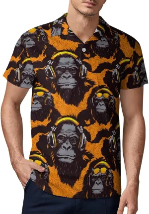 Music Gorilla Men's Polo Shirt Short Sleeve Casual Athletic Quick Dry Golf T-Shirts