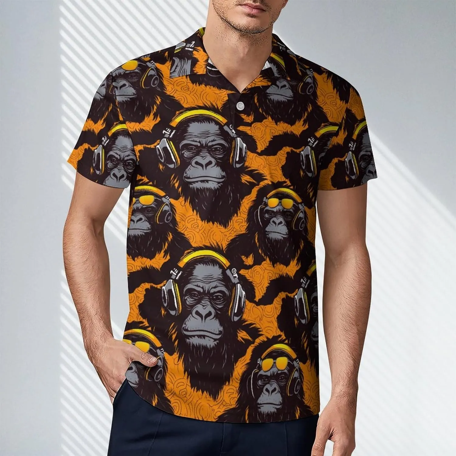 Music Gorilla Men's Polo Shirt Short Sleeve Casual Athletic Quick Dry Golf T-Shirts
