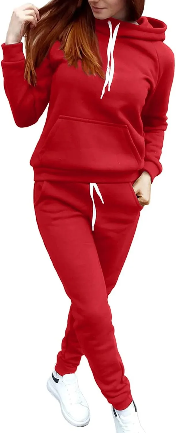 Muyise Women 2 Piece Sweatsuits Long Sleeve Hooded Pullover Jogger Pants Outfits Athletic Casual Loose Lounge Sets Tracksuits