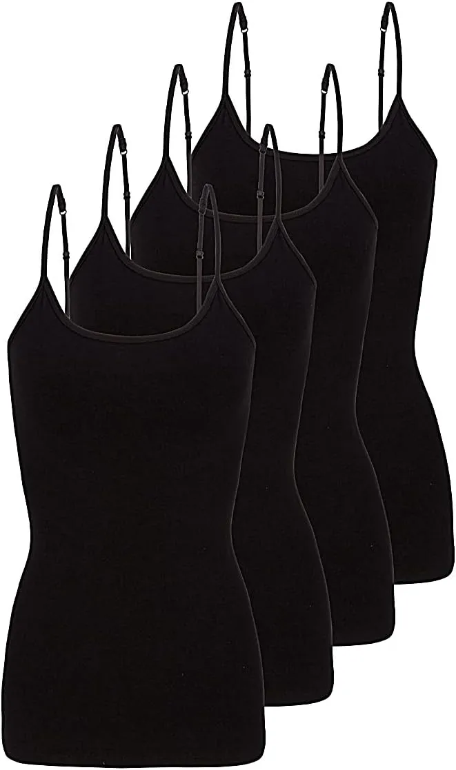 Natural Uniforms Women's Camisole Tank Top-Breathable Cotton Stretch Multi Pack of 4
