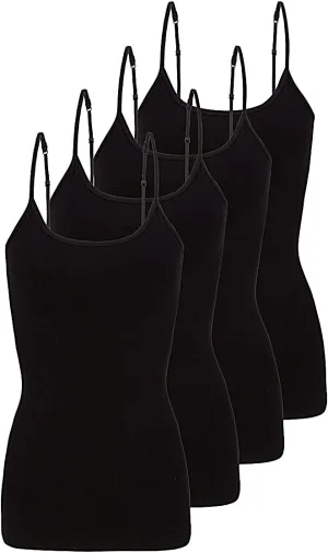 Natural Uniforms Women's Camisole Tank Top-Breathable Cotton Stretch Multi Pack of 4