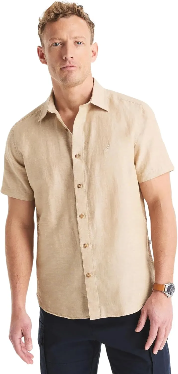 Nautica Men's Sustainably Crafted Linen Short-Sleeve Shirt