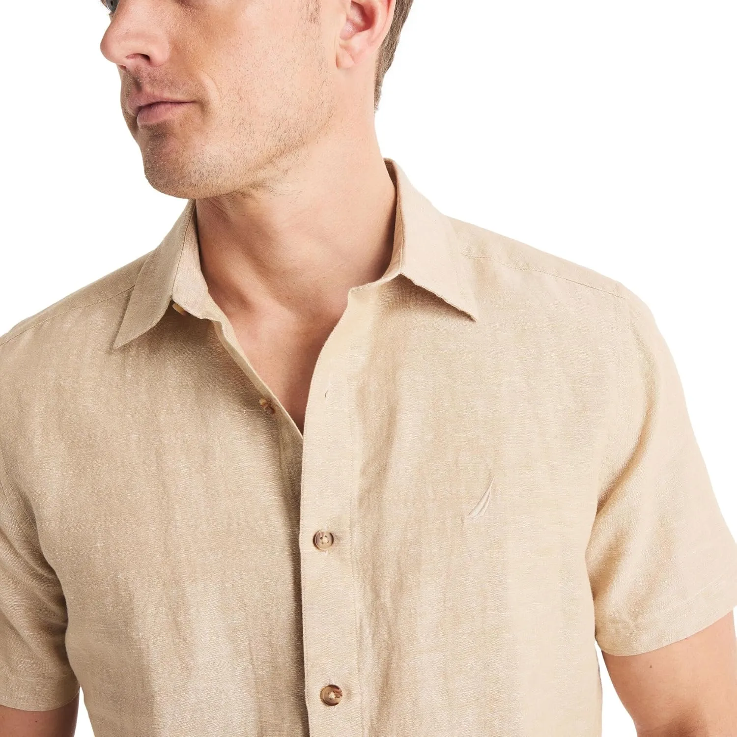 Nautica Men's Sustainably Crafted Linen Short-Sleeve Shirt