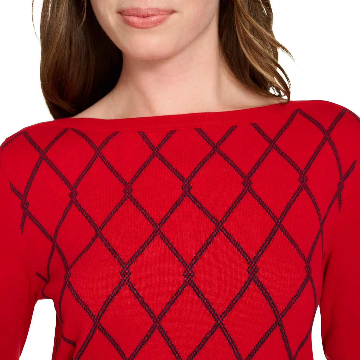 Nautica Women's Boatneck Pullover Intarsia Long Sleeve