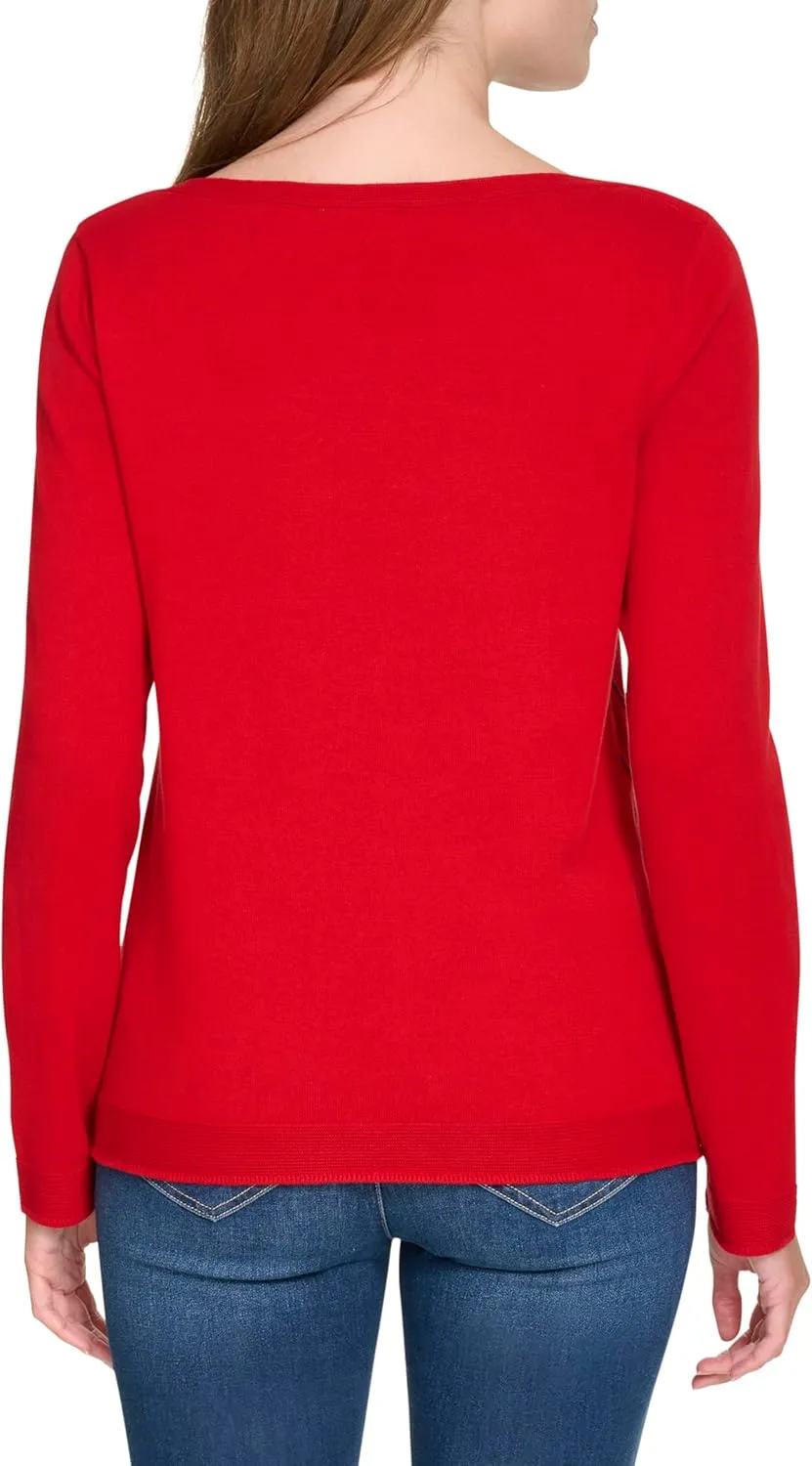 Nautica Women's Boatneck Pullover Intarsia Long Sleeve