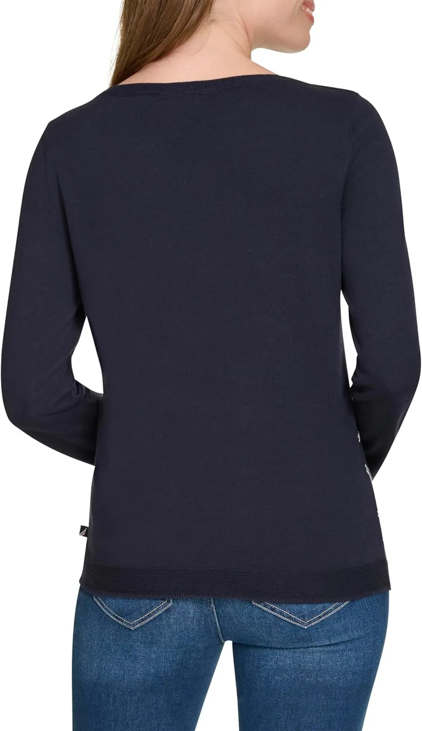 Nautica Women's Boatneck Pullover Intarsia Long Sleeve