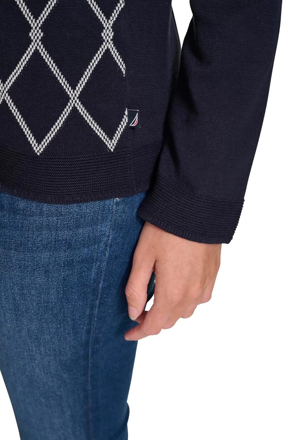 Nautica Women's Boatneck Pullover Intarsia Long Sleeve