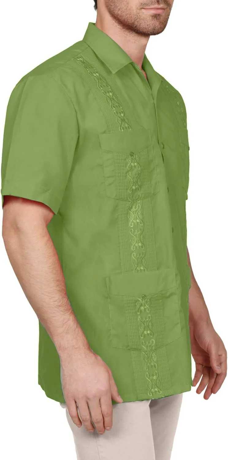 NE PEOPLE Men's Short Sleeve Cuban Guayabera Button Down Shirts Top S-4XL