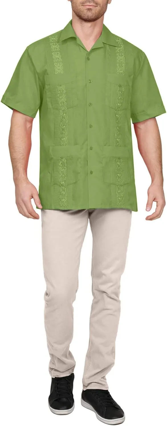 NE PEOPLE Men's Short Sleeve Cuban Guayabera Button Down Shirts Top S-4XL