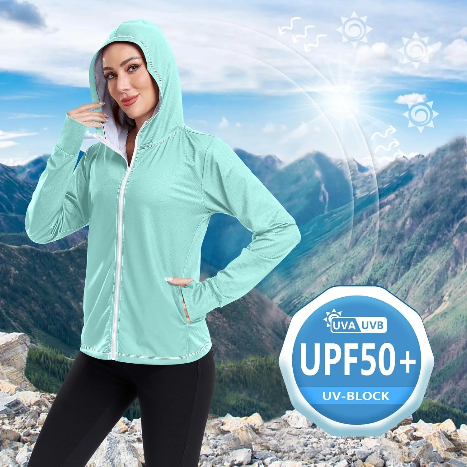 ODAWA Womens Upf Hoodie UV Cooling Hoodie Summer Clothing Sun Shirts