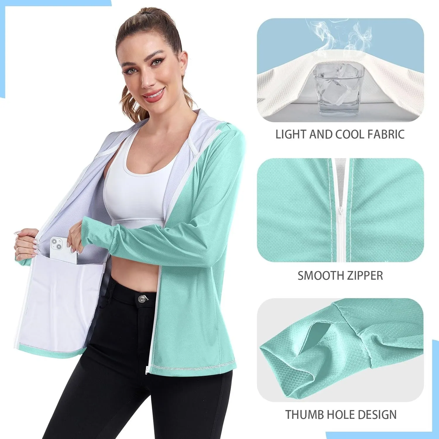 ODAWA Womens Upf Hoodie UV Cooling Hoodie Summer Clothing Sun Shirts