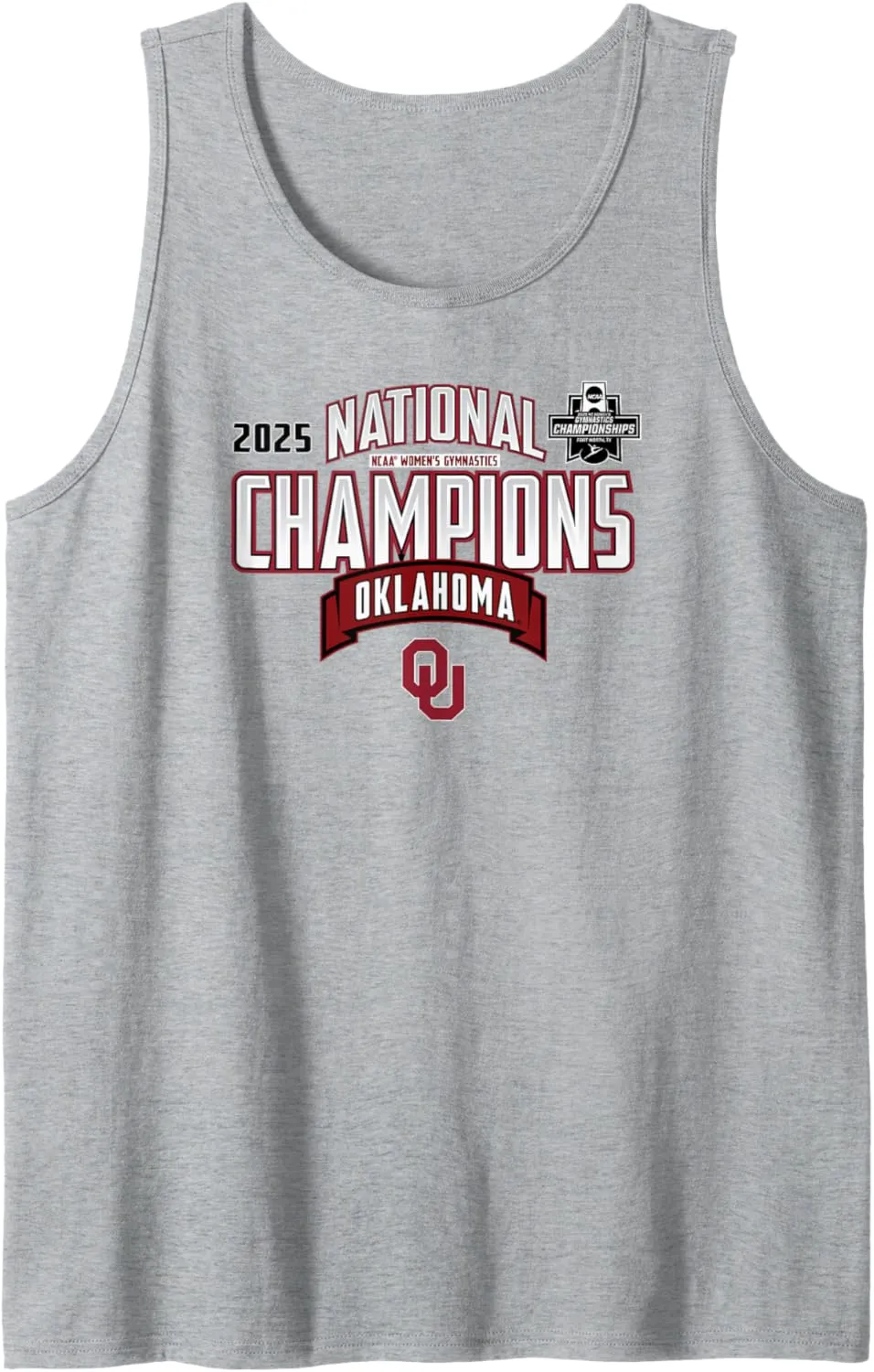 Oklahoma Sooners W Gymnastics National Champs 2025 Gray Tank Top
