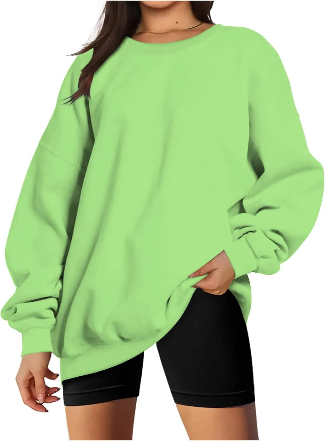 Oversized Crewneck Sweatshirt Women Trendy y2k Clothes Teen Girls Long Sleeve Drop Shoulder Pullover Fleece Sweatshirts