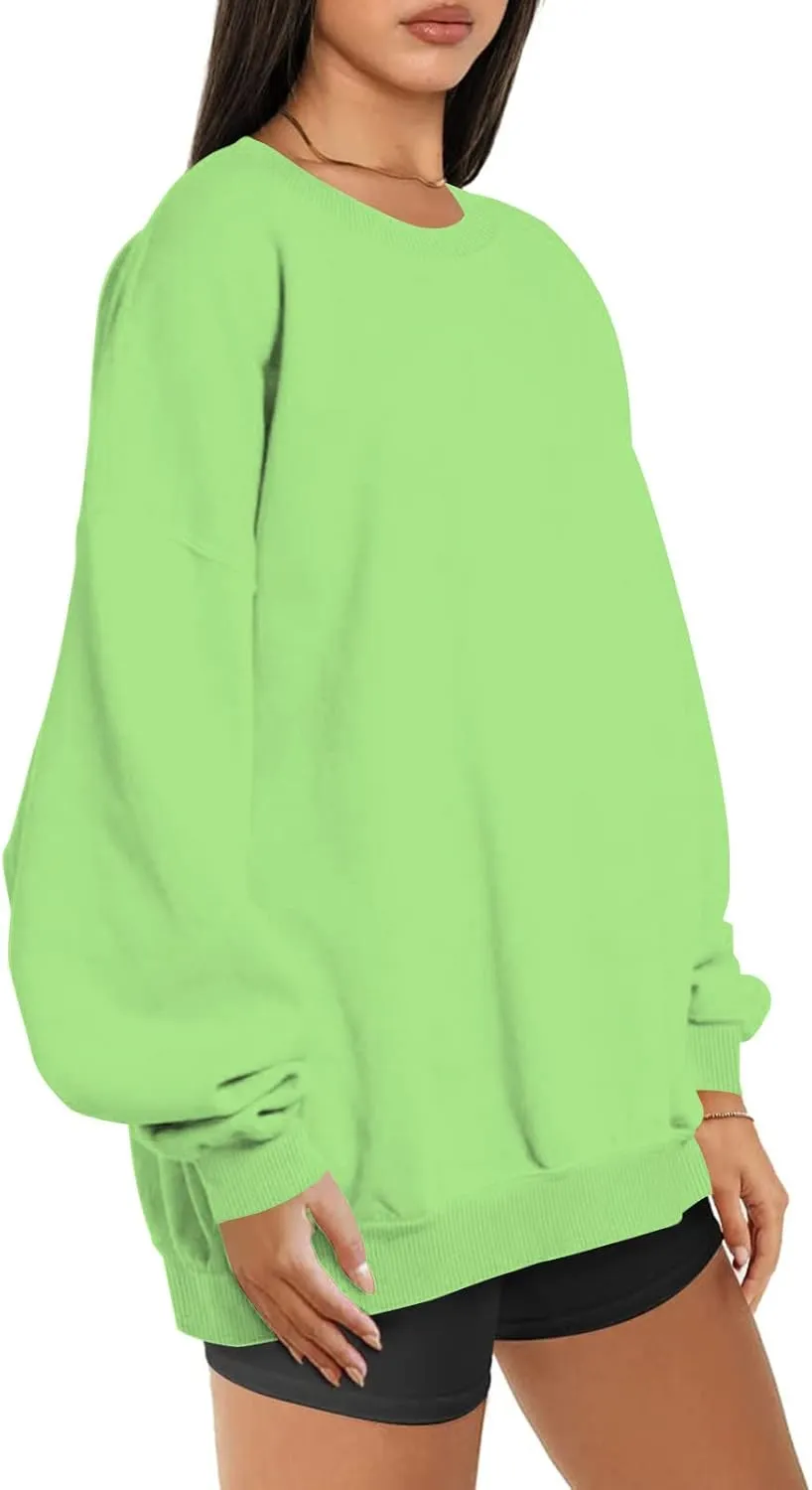 Oversized Crewneck Sweatshirt Women Trendy y2k Clothes Teen Girls Long Sleeve Drop Shoulder Pullover Fleece Sweatshirts