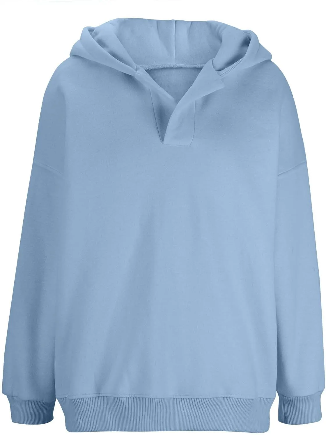 Oversized Hoodie for Women Casual Long Sleeve Pullover Solid Sweatshirt Streetwear Ribbed Fall Winter Top Athleisure