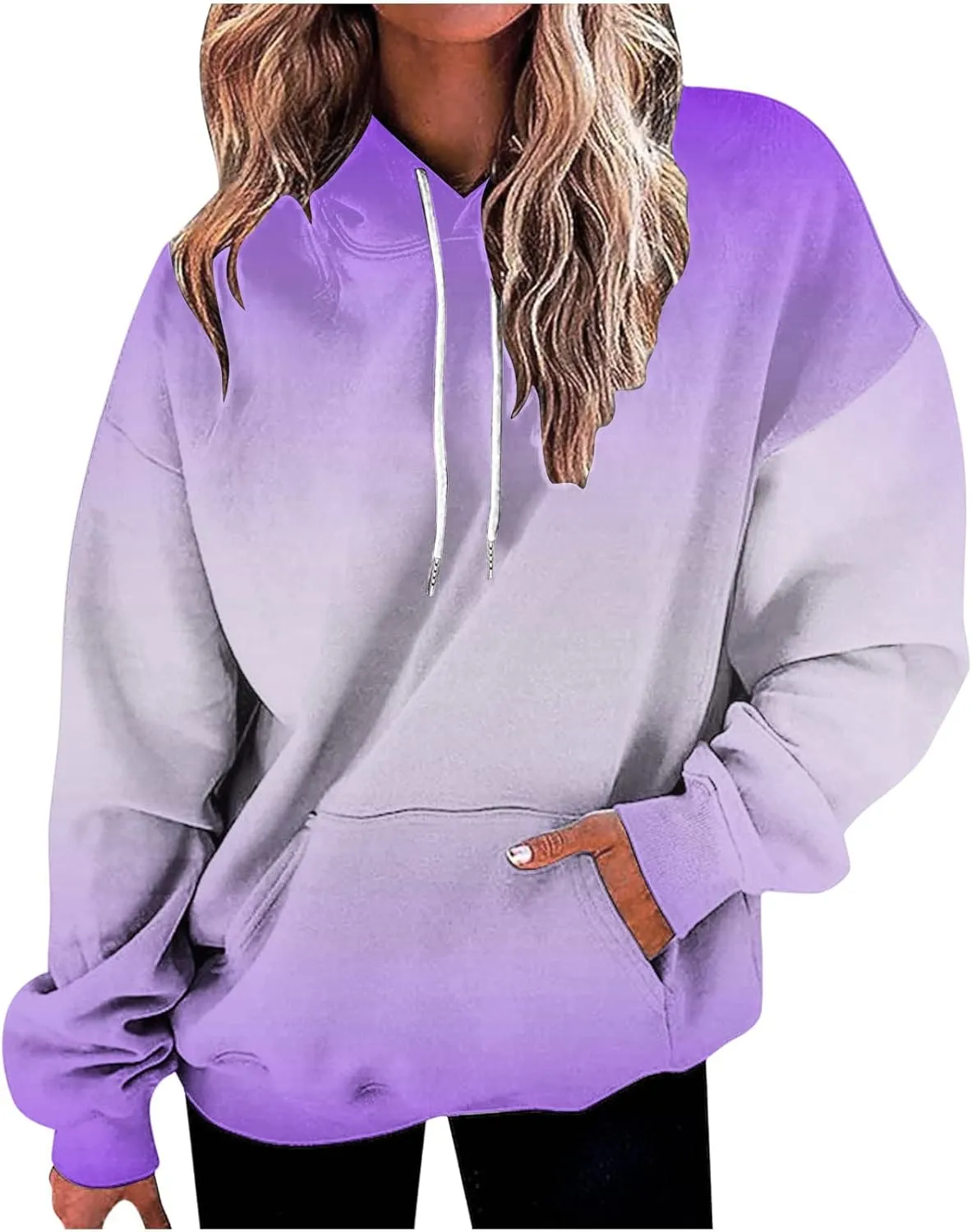 Oversized Hoodies for Women 2023 Fashion Fall Fleece Sweatshirts Tie Dye Long Sleeve Drawstring Hooded Pullover