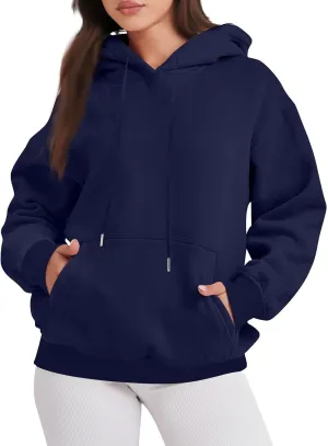 Oversized Hoodies for Women Loose Long Sleeve Crew Neck Sweatshirts Hooded Classic Solid Pullover with Pockets