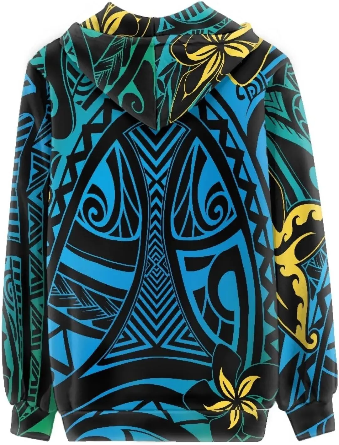 Pacific Island Art Tribal Zip Up Hoodie for Women Casual Polynesian Samoan Traditional Hooded Sweatshirt Jacket