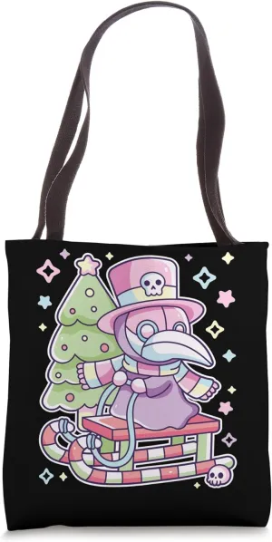 Pastel Goth Plague Doctor Christmas Halloween Meets Xmas Tote Bag