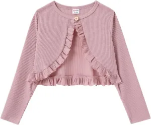 PATPAT Girl Sweater Long Sleeve Ruffle Knit Dress Cover Cardigan Shrug Sweater for Girls 5 Years-10 Years