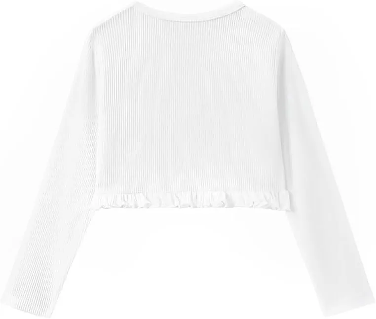 PATPAT Girl Sweater Long Sleeve Ruffle Knit Dress Cover Cardigan Shrug Sweater for Girls 5 Years-10 Years