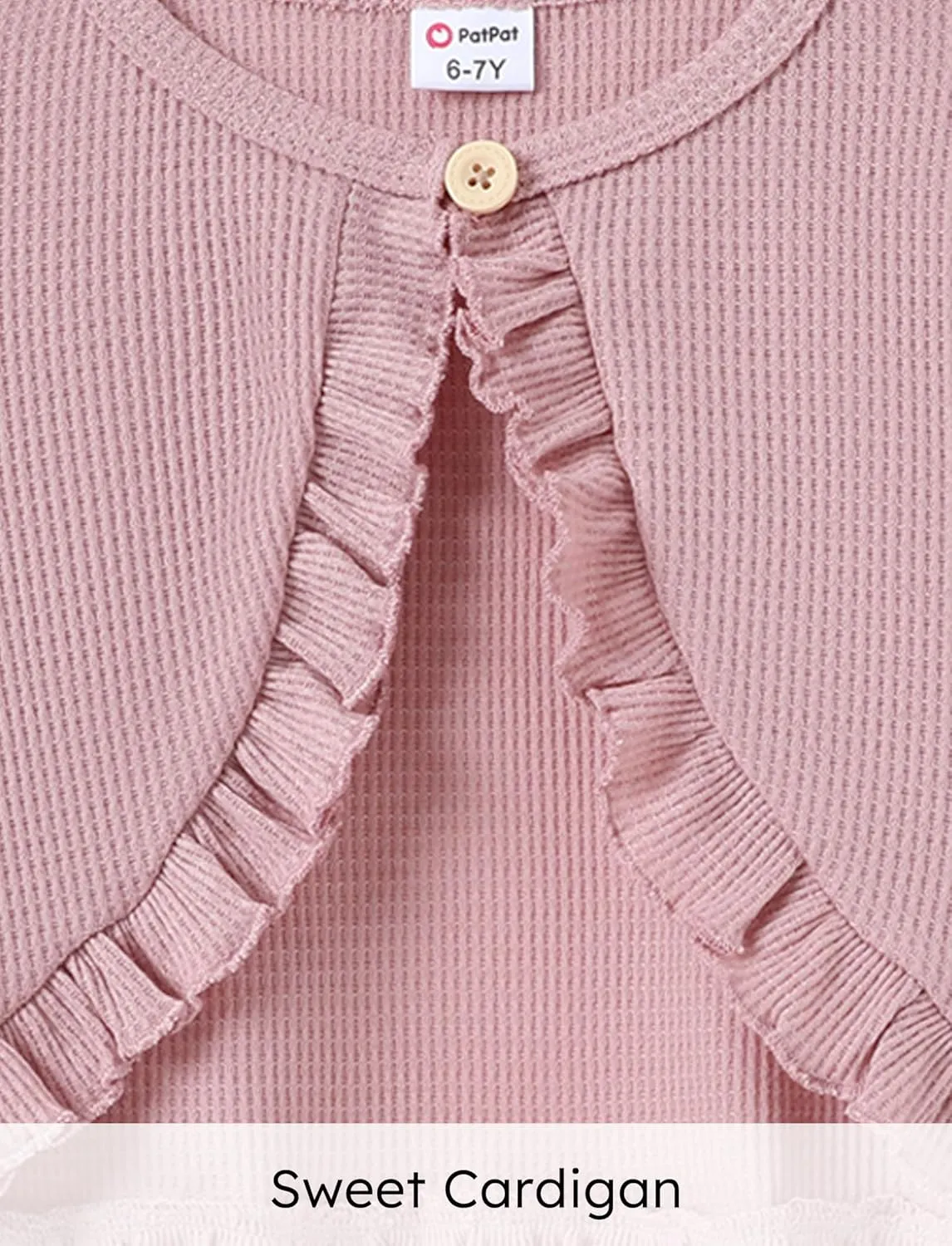 PATPAT Girl Sweater Long Sleeve Ruffle Knit Dress Cover Cardigan Shrug Sweater for Girls 5 Years-10 Years