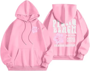 Pink pom Puff Hoodie Sweatshirts for Teen Girl Womens Pink pom Puff Hoodie Y2K Preppy Oversized Sweatshirt for Teen Girls Long Sleeve Drawstring Pullover Hoodies AZ43-Pink Small