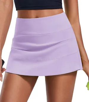 PINSPARK Pleated Tennis Skirts for Women with Short Pockets High Waisted Athletic Golf Skort Workout Pickleball Mini Skirt