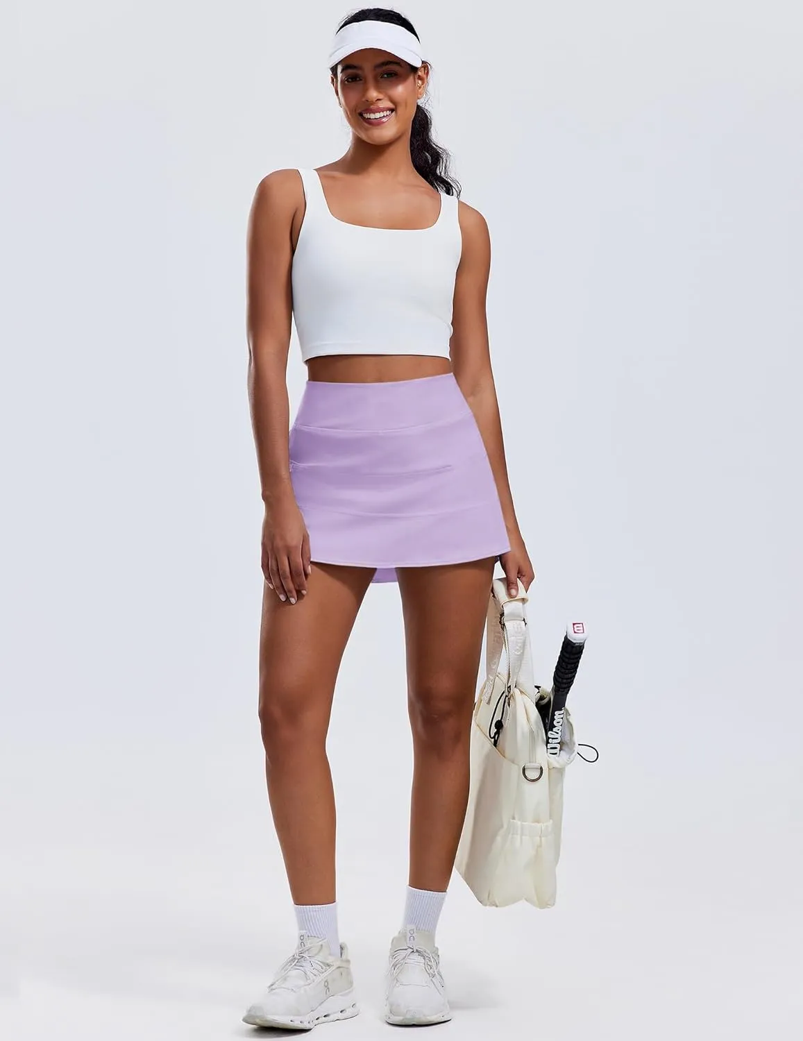 PINSPARK Pleated Tennis Skirts for Women with Short Pockets High Waisted Athletic Golf Skort Workout Pickleball Mini Skirt