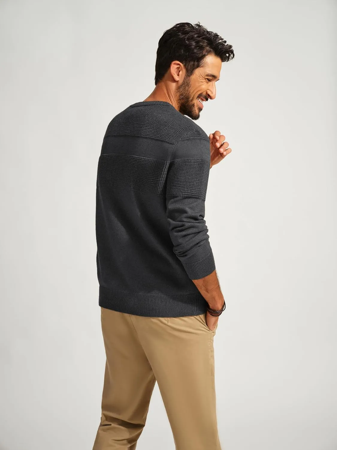 PJ PAUL JONES Mens Sweater Casual Crew Neck Pullover Textured Knit Sweaters