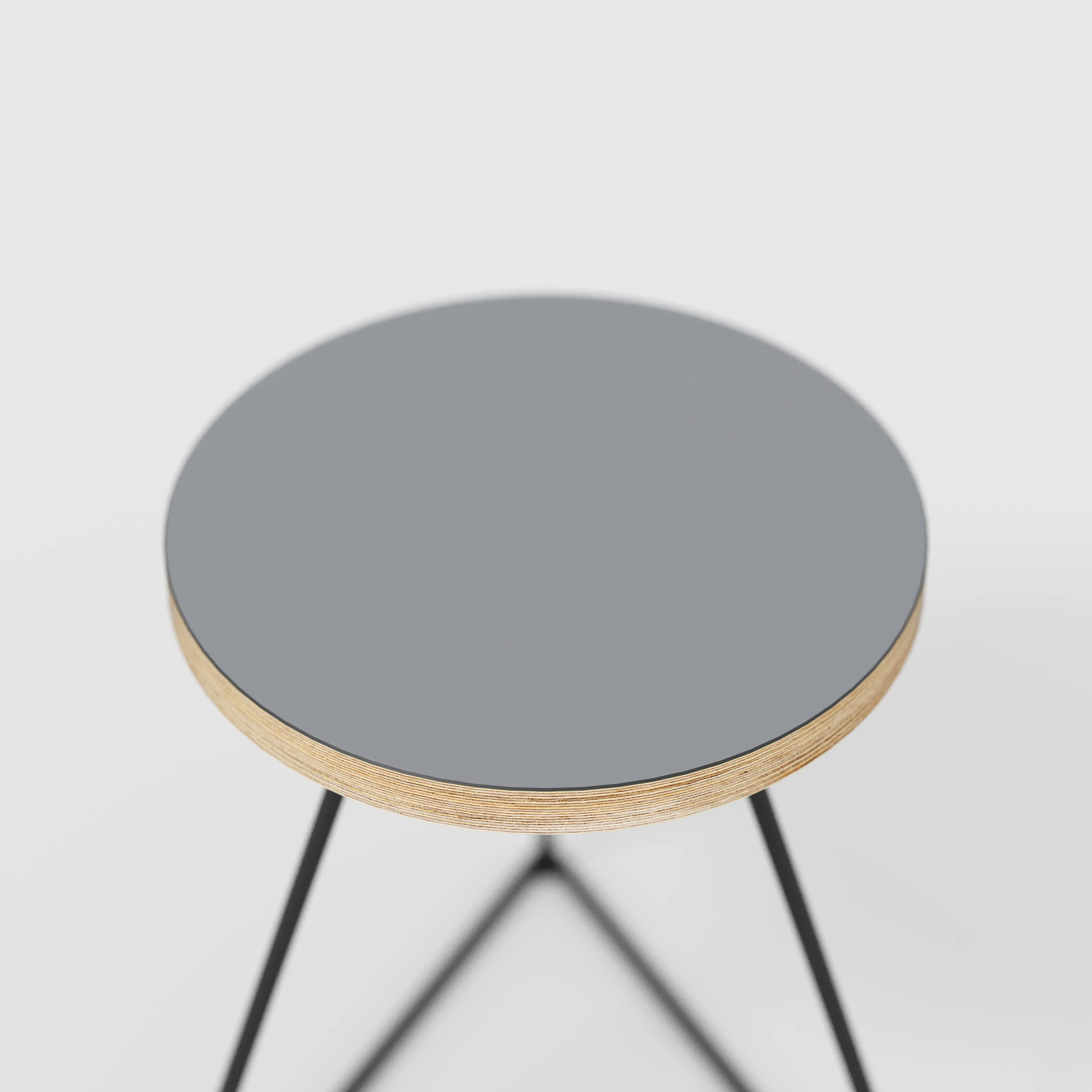 Plywood Stool with Black Prism Base - Formica Tornado Grey