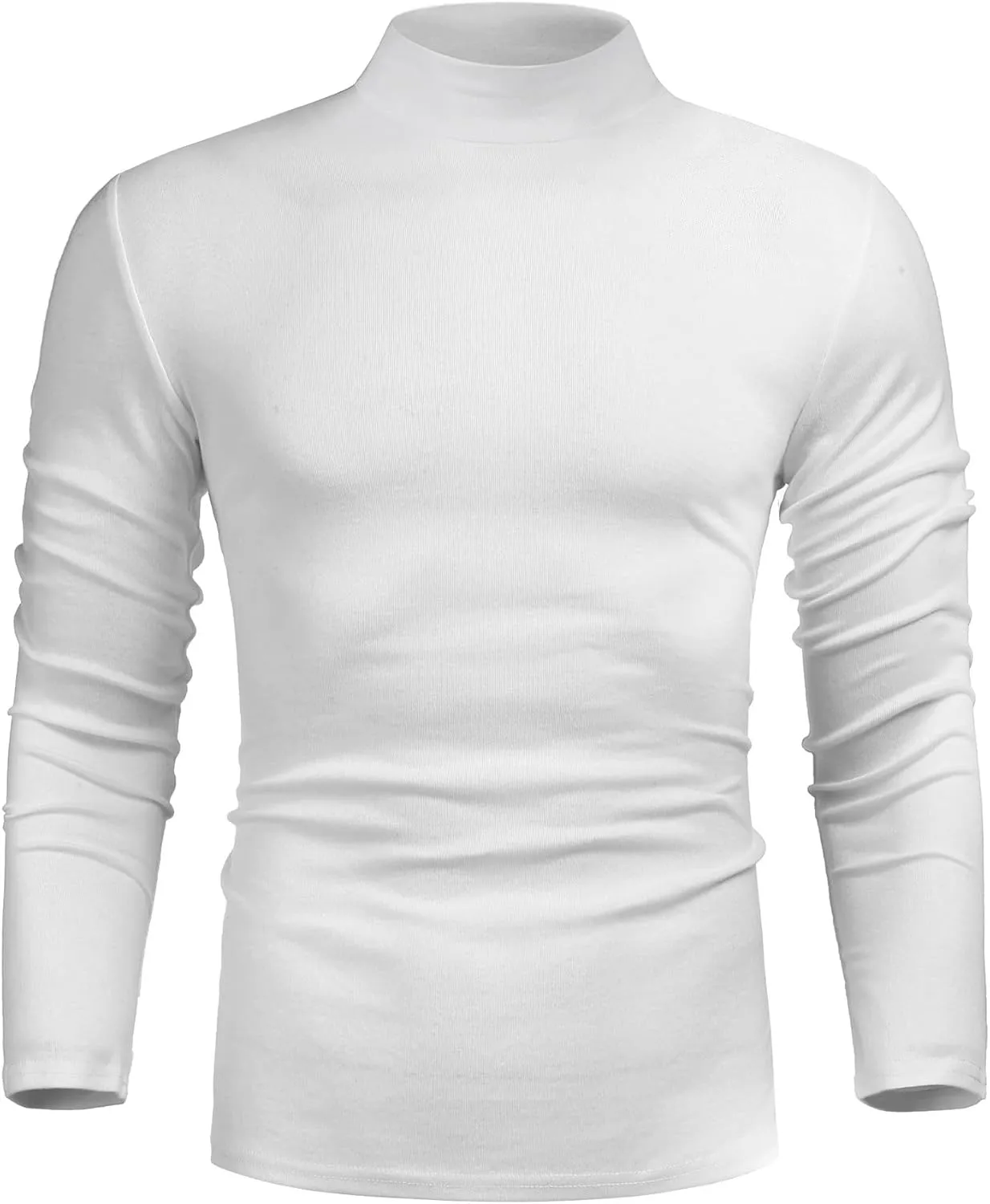 Poriff Men's Casual Mock Neck Tops Long Sleeve Slim Fit Turtleneck Pullover Sweaters