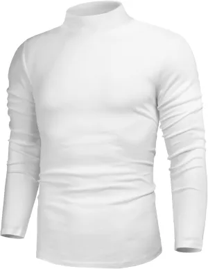Poriff Men's Casual Mock Neck Tops Long Sleeve Slim Fit Turtleneck Pullover Sweaters