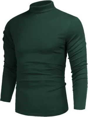 Poriff Men's Casual Mock Neck Tops Long Sleeve Slim Fit Turtleneck Pullover Sweaters