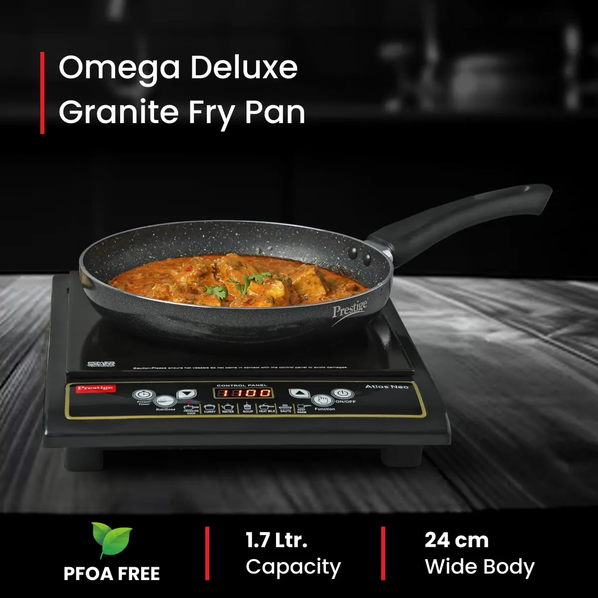 Prestige Omega Deluxe Granite Fry Pan, 240mm, Black (36305)